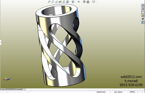اموزش پیشرفته سالیدورک طراحی مدل جا شمعی پیچ خورده در نرم افزار solidworks