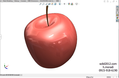 اموزش پیشرفته سالیدورک طراحی مدل سیب