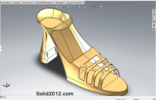 دانلود فیلم آموزش solidworks طراحی مدل کفش زنانه مجلسی