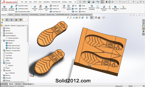 فیلم آموزش سالیدورک طراحی مدل قالب کفش 