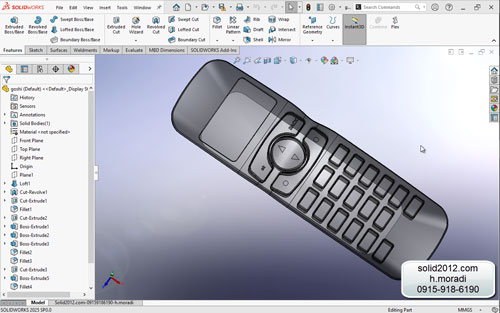 فیلم اموزش پیشرفته مدل تلفن همراه در نرم افزار solidworks
